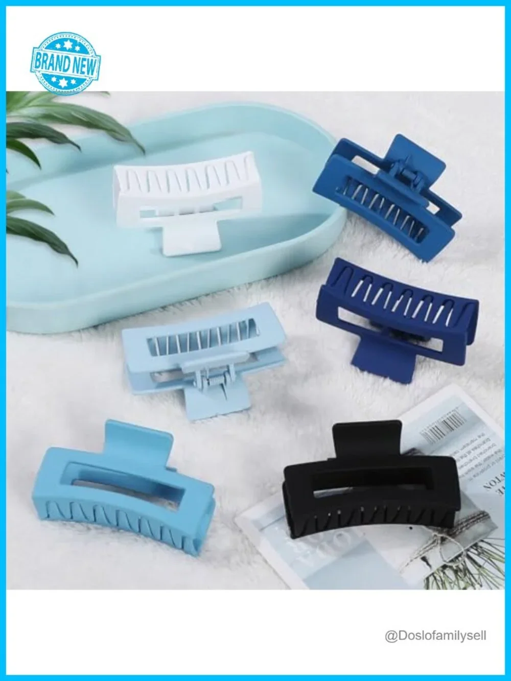 3.5 Inch Medium Hair Claw Clips 6 Pack Square Rectangle Banana Jaw Clips for